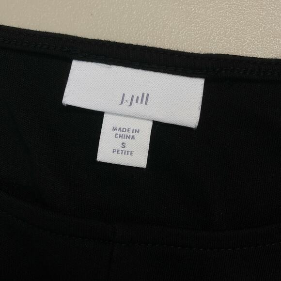 J Jill Top Petite Small Solid Black Tie Front Scoop Neck Stretch Knit Neutral - Picture 8 of 11